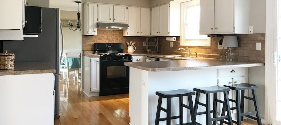 kitchen with white cabinets