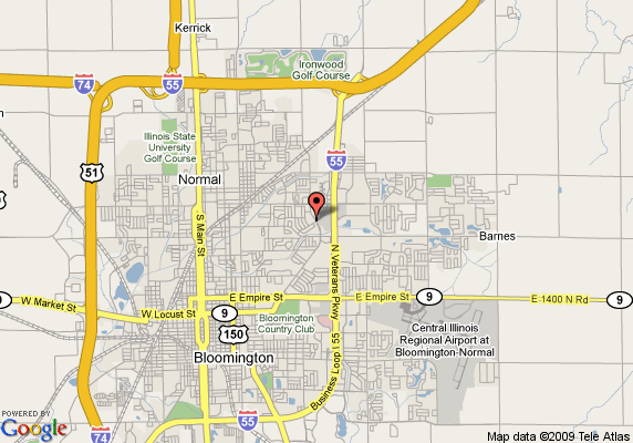 A map of Bloomington/Normal, IL